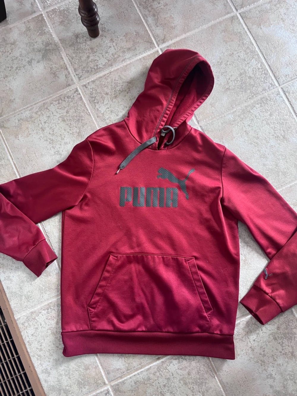 Puma Men's Maroon Crewneck Hoodie with Logo